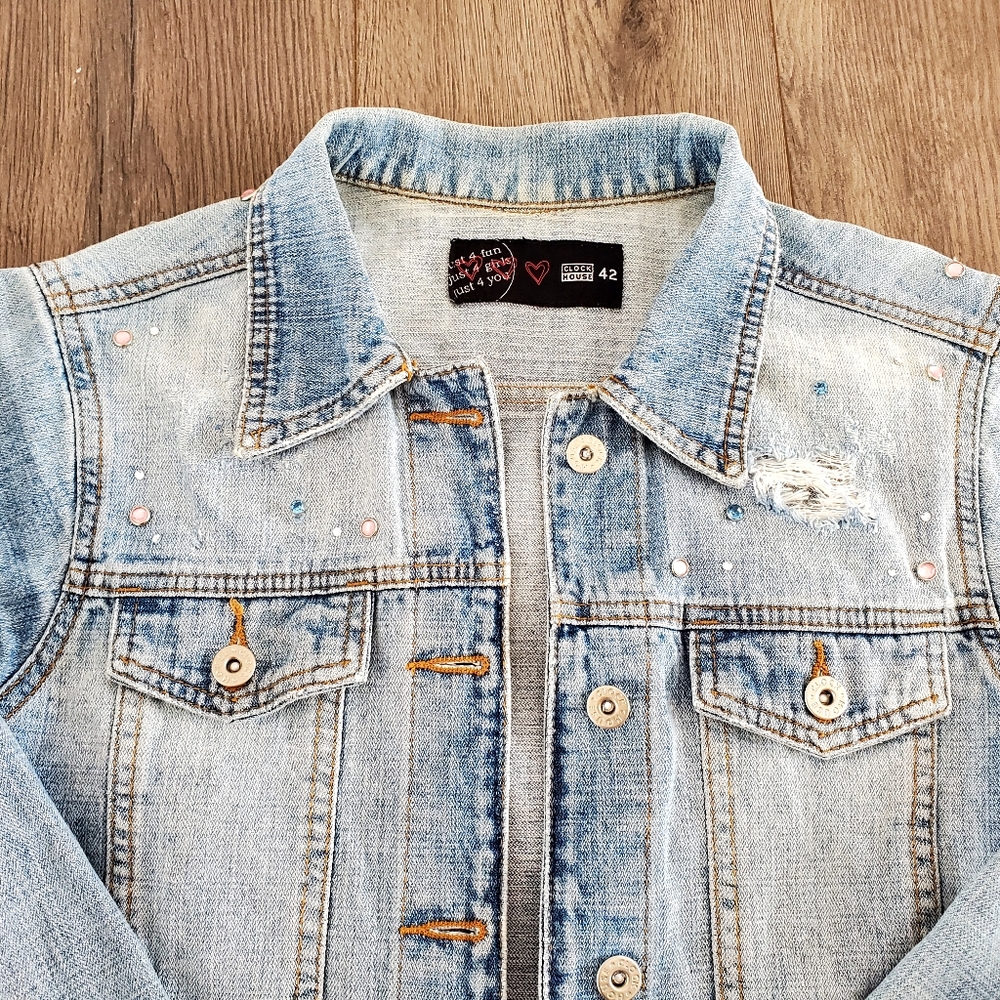 Vintage Y2K 2000 Stylish Light Blue Denim Jacket Clockhouse brand - Picture 3 of 4